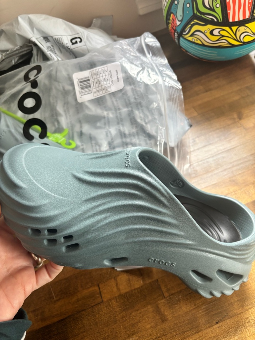 CROCS Kids LiteRide Clog in Seafoam Green